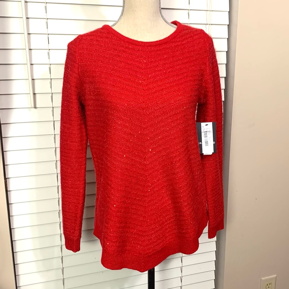 I.N. Studio Holly Holiday Red sequin sweater. NWT